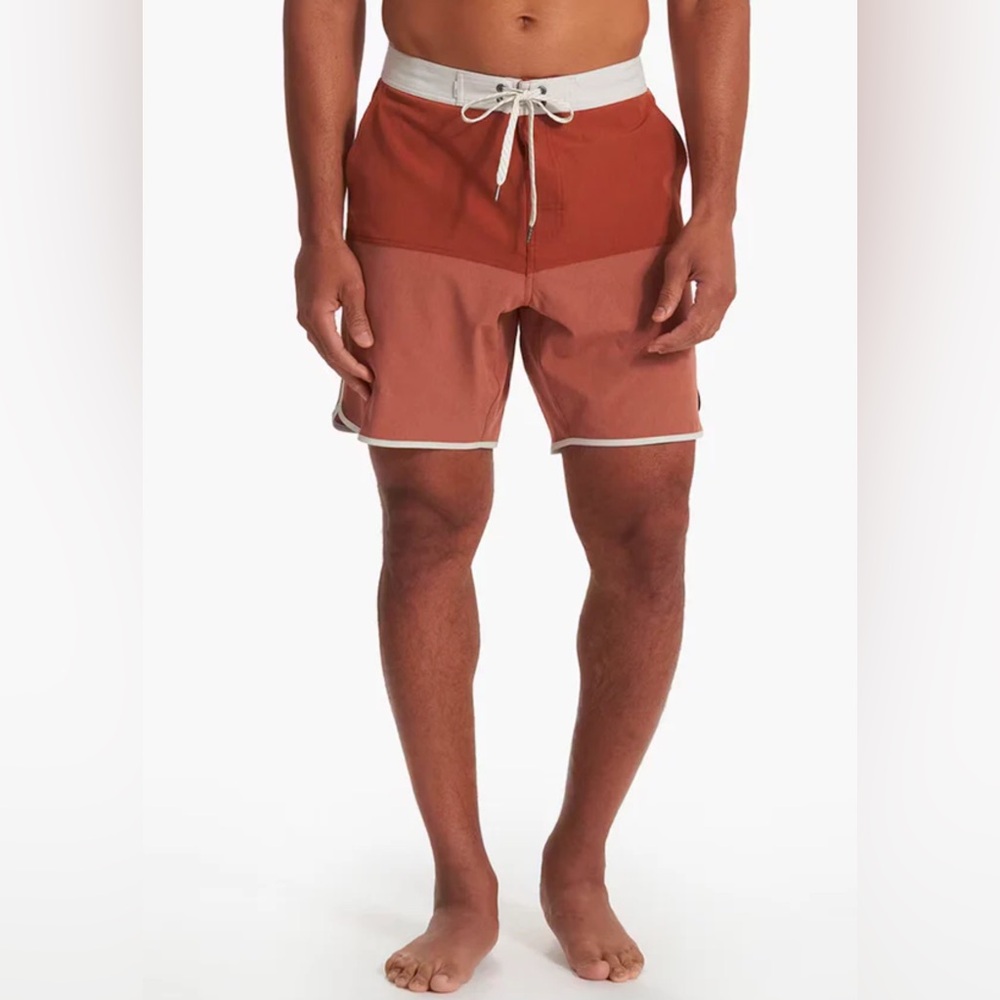 Vuori - MENS Cruise Boardshort - Dark Penny Linen Texture Block